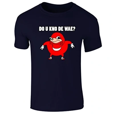 Image of Mens T Shirt Ugandan Knuckles Meme Do U Kno De Wae ? Navy Blue (XL)