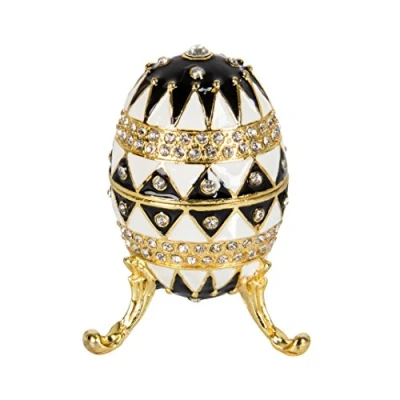 Image of QIFU Vintage Hand Painted Easter Egg Style Jewelry Trinket Box with Rich Enamel and Sparkling Rhinestones