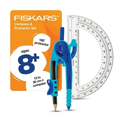 Image of Fiskars 1565901000 Compass and Protractor Set, Color Received May Vary