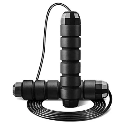 Image of ALINOUHA JUMP_ROPE, Adjustable Length Skipping Rope for Fitness, Black, Memory Foam Grip, 243.84 cm, Exercise and Fitness Equipment