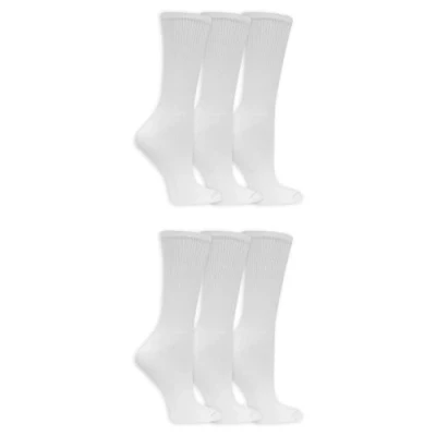 Image of Dr. Scholl&#039;s Women&#039;s Diabetes and Circulatory Crew Socks Value Pack 6 Pair White Shoe Size: 8 12
