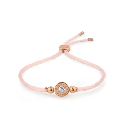 Image of RADLEY Womens 18ct Rose Gold Plated Stone Set Pink Cord Friendship Bracelet