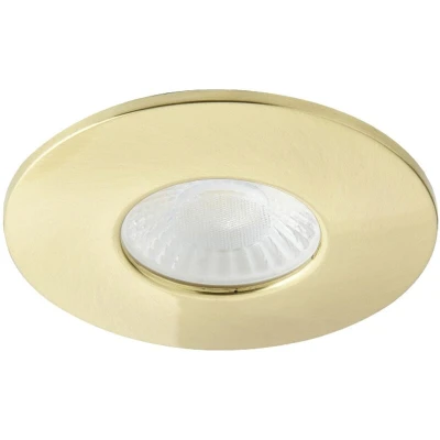 Image of Spa Rhom LED Fire Rated Downlight 8W Dimmable IP65 Tri Colour CCT Satin Brass