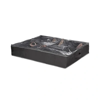 Image of Compactor Novara Dora 12 Compartment Under Bed Shoe Storage Bag, Non Woven Polypropylene and PEVA, 76 x 60 15cm, Dark Grey, RAN4481