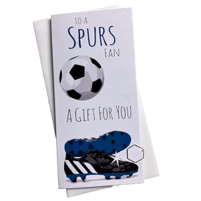 Image of WHITE COTTON CARDS 1 x Spurs Football Birthday Money Wallet (WBW F1)