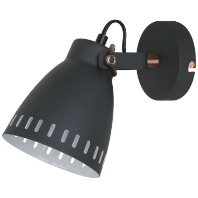 Image of Italux Lighting Industrial and Retro Wall Lamp Graphite, Red Copper 1 Light with Graphite Shade, E27