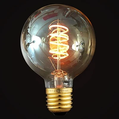 Image of ktjes Vintage Edison LED Light Bulb 4W Globe Style G80 Decorative Spiral Filament Bulb, E27 Screw Base Warm White 2200K,40W Equivalent