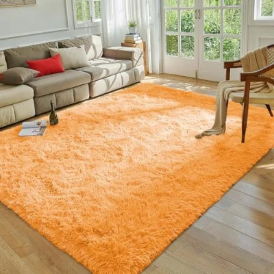 Image of MOONLIGHT20015 Rugs Living Room 120 x 170 Fluffy Ochre Area for Bedroom Super Soft Large Shaggy Pile Non Slip Shedding Rug Modern Plush Carpet Lounge