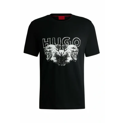 Image of HUGO Durro Print Tshirt, Men&#039;s, Size: Small, Black