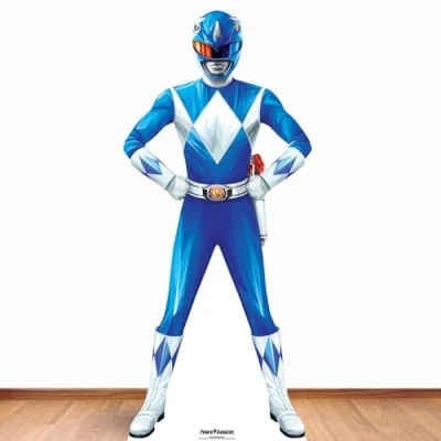 Image of Star Cutouts SC4259 Blue Power Ranger Lifesize Cardboard Cut Out With Mini