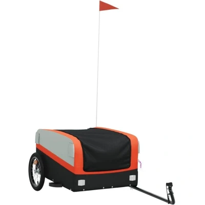 Image of vidaXL Bike Trailer Black and Orange 45 kg Iron