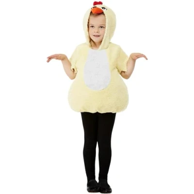 Image of Smiffys Toddler Chick Costume Hooded Top, Children&#039;s Animal Fancy Dress, Dress Up Costumes