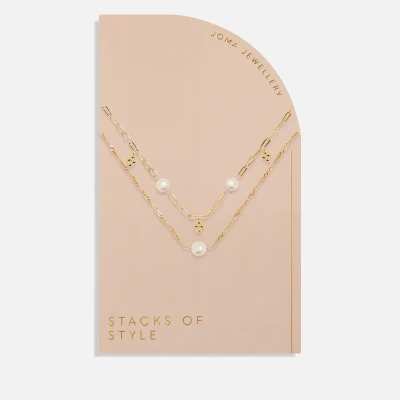 Image of Joma Jewellery Stacks Of Style White Pearl Gold Plated Necklace