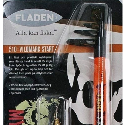 Image of FLADEN Deadly Fishing Combo 1.65cm Telescopic Rod &amp; Reel, Line and Spinner Lure (ORANGE) Ideal Kids Starter Introduction Set [12K 510O]