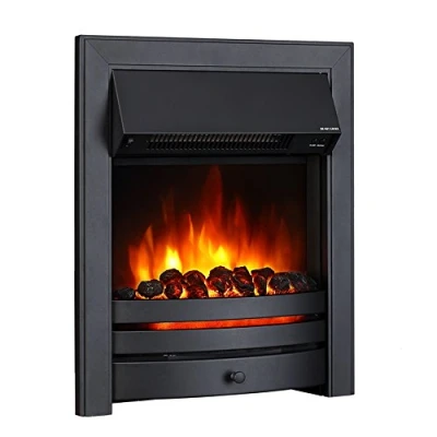 Image of Endeavour Fires Roxby Inset Electric Fire Black Trim and Fret, 220/240Vac 1&amp;2kW, 7 Day Programmable Remote Control (without spacer)