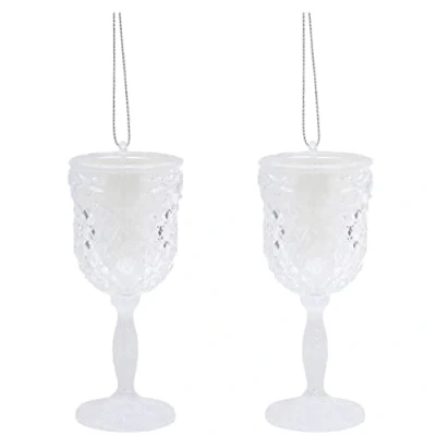 Image of Christmas Concepts® 10cm Glitter Wine Glass Decorations Luxury Tree (Iridescent, Pack of 2)