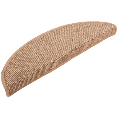 Image of vidaXL Stair Mats 15 pcs 56x17x3 cm Light Brown Half Round