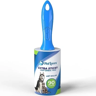 Image of PetLovers Extra Sticky Lint Roller Single Unit 90 Sheets for Pet Hair Removal, Dog and Cat Remover (1 Pack)