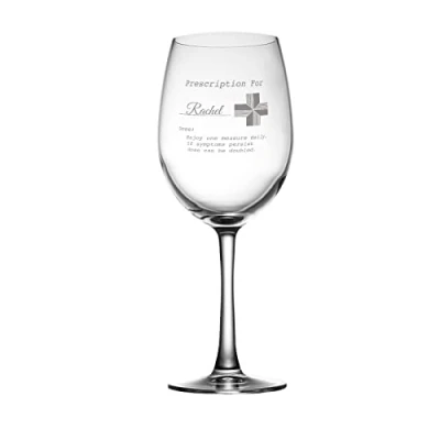 Image of Personalised Engraved Glass Prescription Novelty Drinkware Wine