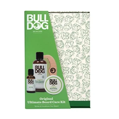 Image of Bulldog Skincare Original Ultimate Beardcare Kit, Gift Set for Men (x1 Beard Shampoo and Conditioner 200 ml, x1 Oil 30 Balm 75 Comb)