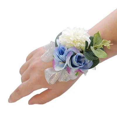 Image of Shiwaki 2pcs Wedding Supplies Decoration Girl Bridesmaid Wrist Flowers Prom Party Gifts (Blue)