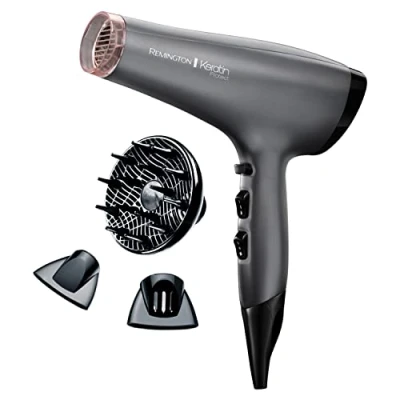 Image of Remington Keratin Protect Hair Dryer (Infused with and Almond Oil for Smooth, Healthy Looking Hair, Powerful, Fast, Diffuser, 2 Concentrators Super Slim &amp; Fast Drying, Ionic, 2200W) AC8008