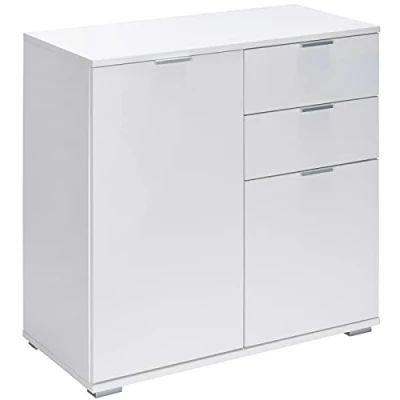 Image of CASARIA® Alba Sideboard 2 Drawers Doors 71x74x35cm Bookcase Bedroom Bathroom Living Room Kitchen Hallway Furniture Storage Unit White Side Cabinet