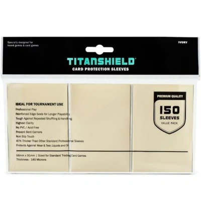 Image of TitanShield Premium Ivory 150 Sleeves Standard Size Board Game Trading Card Deck Protector for Magic The Gathering MTG, Baseball Collection, Dropmix