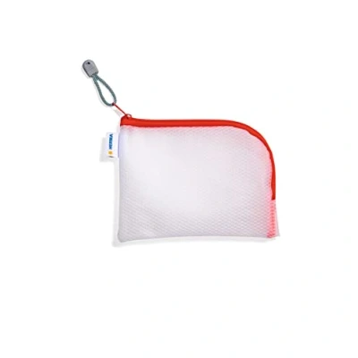 Image of HERMA 20024 Zipped Travel Case A6 Transparent (19 x 14 cm) Small Lockable Clear Pocket with Zipper for Mobile Phone, Charging Cable, Cosmetics, Pens, Keys, Toiletry Bag in Red