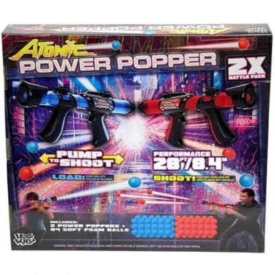 Image of Atomic Power Popper 2 Gun Pack with 84 Soft Foam Balls Indoor or Outdoor Game