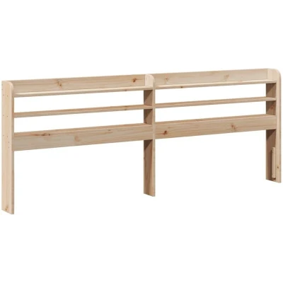 Image of vidaXL Solid Wood Pine Bed Headboard with Shelves, Freestanding Header Brown, 82 x 210 16 cm, Ample Storage for Bedroom Essentials