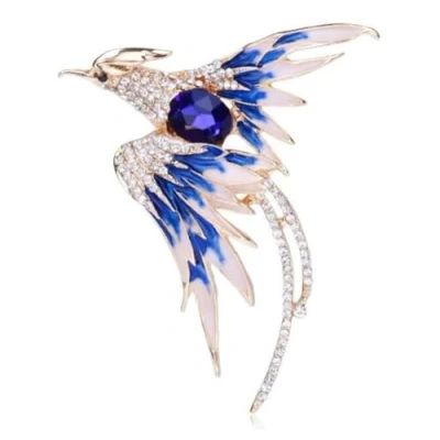 Image of LISADORE Crystal Phoenix Bird Brooch Colorful Pin Rhinestone Animal Fashion Jewelry Accessories Gifts
