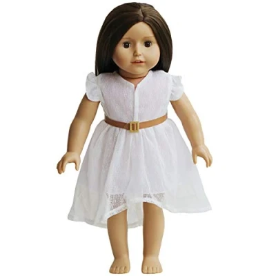 Image of The New York Doll Collection Complete Outfit For 18 inch/46cm Fashion Dolls Includes White Lace Dress and Belt Fits All Clothes Accessories