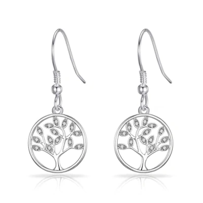 Image of Philip Jones Silver Plated Tree of Life Drop Earrings Created with Crystals from Zircondia®