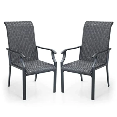 Image of PHIVILLA Garden Chairs Set of 2 Outdoor Rattan Patio Chair Metal Powder Coating Furniture