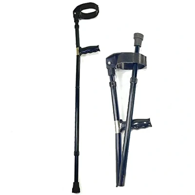 Image of JWW Walking Cane Folding Elbow Crutches Telescopic Forearm Adjustable Height Ergonomic Cuff, Aluminum, Lightweight (Color : Black)