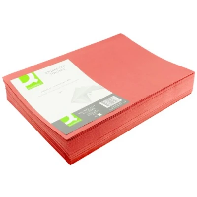 Image of Q Connect Square Cut Folder Lightweight 180gsm Foolscap Red (Pack of 100)