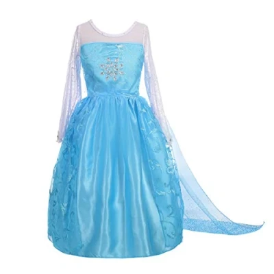 Image of Lito Angels Princess Snow Queen Costume with Cape Halloween Birthday Party Fancy Dress Up for Girls Kids Age 2 3 Years Style D