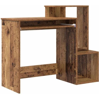 Image of vidaXL Brown Computer Desk Old Wood Engineered Medium Storage
