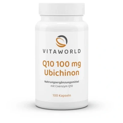 Image of Vita World Coenzyme Q10 100mg Ubiquinone 100 Vegetarian Capsules Made in Germany Vegan