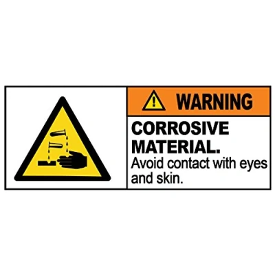 Image of 2 x Warning CORROSIVE MATERIAL Sign Removable Self Adhesive Waterproof Durable Vinyl Label Sticker 225mm 106mm