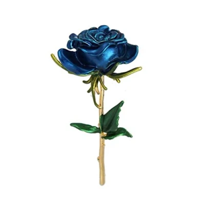 Image of Classic Enamel Rose Flower Brooches For Women Alloy Weddings Office Casual Brooch Pins Fashion Luxury Pin Gifts (blue)