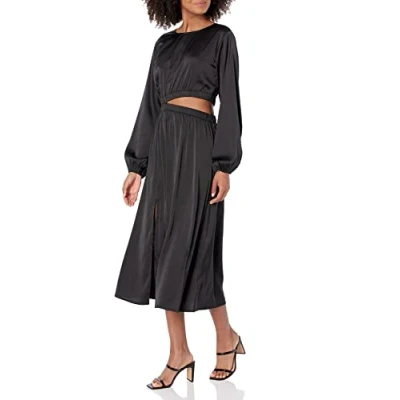 Image of The Drop Women&#039;s Jacob Long Sleeve Cutout Midi Dress, Black, S