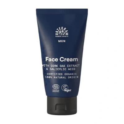 Image of Urtekram Men&#039;s Face Cream With Cork Oak Extract Long Lasting Hydration Suitable For Sensitive Skin &amp; Helps Against Post Shave Irritation 75ml, Vegan, Organic, Natural Origin