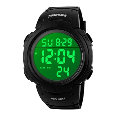 Image of VenSten Mens Digital Sports Watch, Males Waterproof Electronic Military Army Watches Large Analogue Durable Wristwatch Black