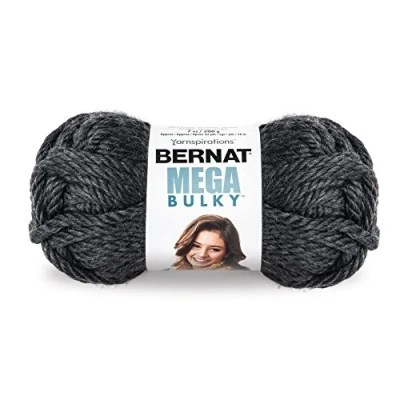 Image of Bernat Mega Bulky Yarn, 7 Ounce, Dark Grey Heather, Acrylic, 300G