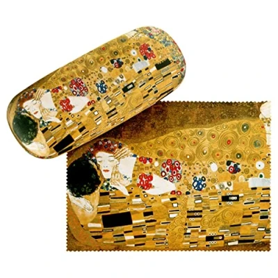 Image of VON LILIENFELD Glasses Case Gustav Klimt: The Kiss Present Cleaning Cloth Spectacle Cases Lightweight Stable Love Art