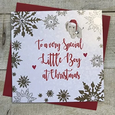 Image of White Cotton Cards F2 LB&quot;to a Very Special Little Boy&quot; Handmade Christmas Card