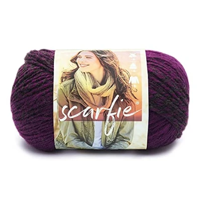 Image of Lion Brand Yarn Scarfie Yarn, Acrylic, Charcoal/Magenta