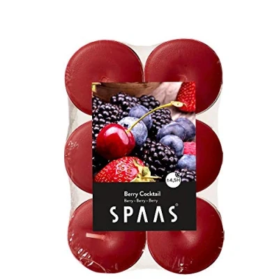 Image of Spaas 10 x 12 Scented Tealights in Flatpacks, 4.5 Hours, Berry Cocktail